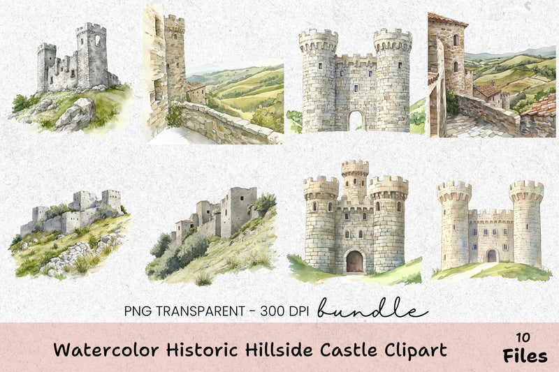 Historic Hillside Castle Clipart Bundle - CraftNest - Digital Crafting and Art