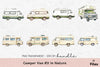 Camper Van RV in Nature Clipart Bundle