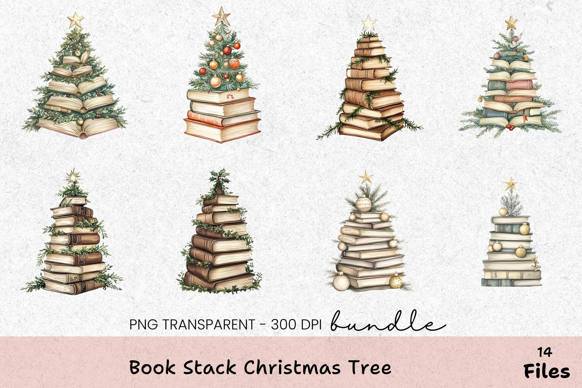 Book Stack Christmas Tree Clipart Bundle - CraftNest - Digital Crafting and Art