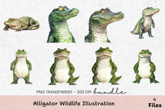 Alligator Wildlife Illustration Clipart Bundle - CraftNest - Digital Crafting and Art