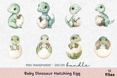 Baby Dinosaur Hatching Egg Clipart Bundle - CraftNest - Digital Crafting and Art