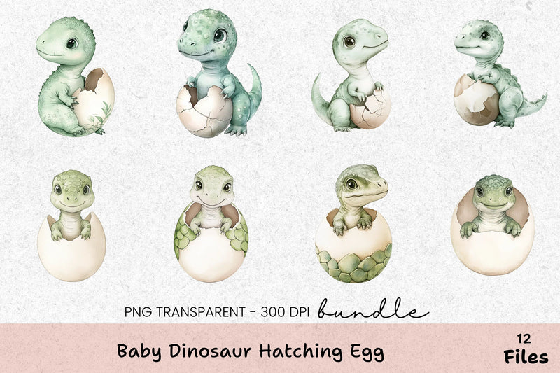 Baby Dinosaur Hatching Egg Clipart Bundle - CraftNest - Digital Crafting and Art