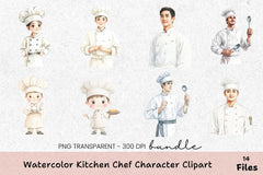 Kitchen Chef Character Clipart Bundle - CraftNest - Digital Crafting and Art