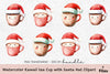 Kawaii Tea Cup with Santa Hat Clipart Bundle