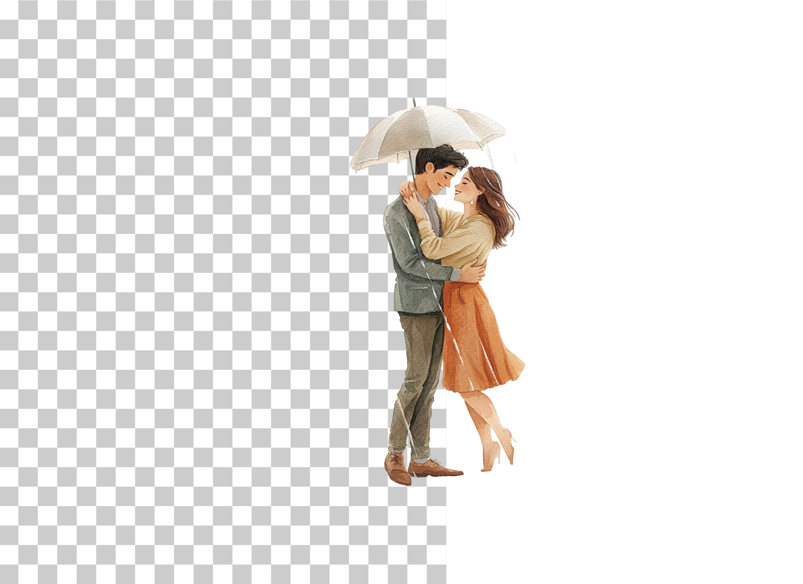Dancing Couple in Rain Clipart Bundle