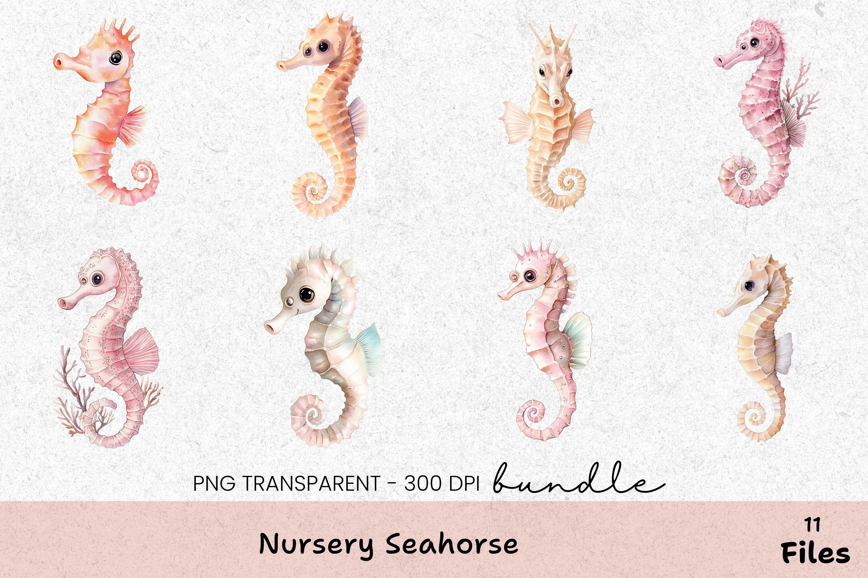 Nursery Seahorse Clipart Bundle - CraftNest - Digital Crafting and Art