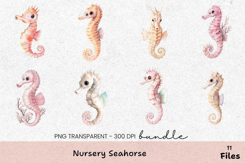 Nursery Seahorse Clipart Bundle - CraftNest - Digital Crafting and Art