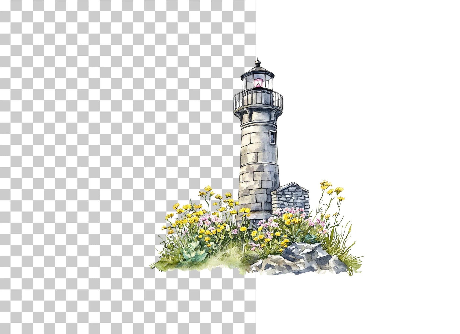 Lighthouse and Seaside Wildflowers Clipart Bundle - CraftNest - Digital Crafting and Art
