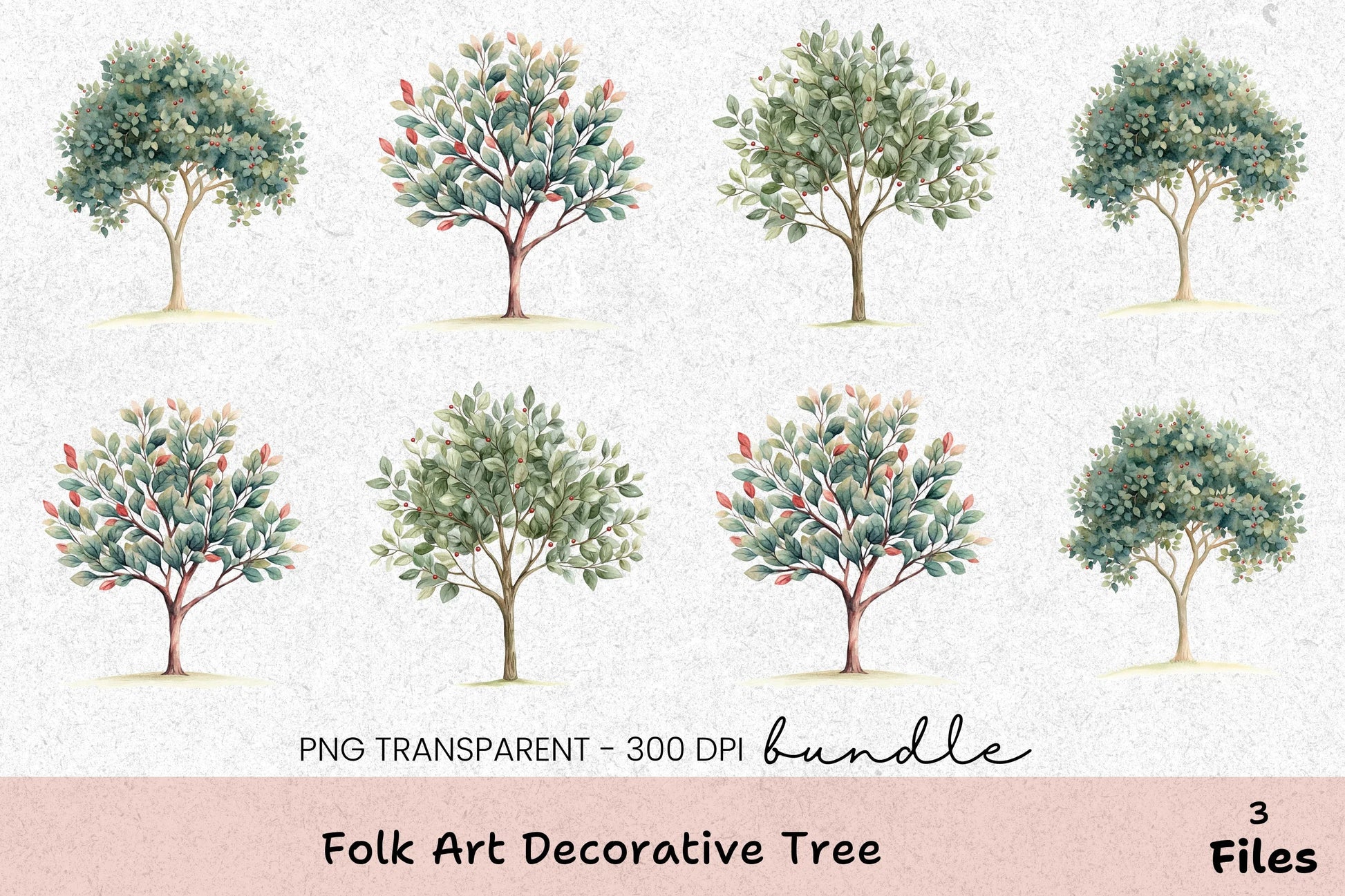 Folk Art Decorative Tree Clipart Bundle - CraftNest - Digital Crafting and Art