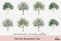 Folk Art Decorative Tree Clipart Bundle - CraftNest - Digital Crafting and Art