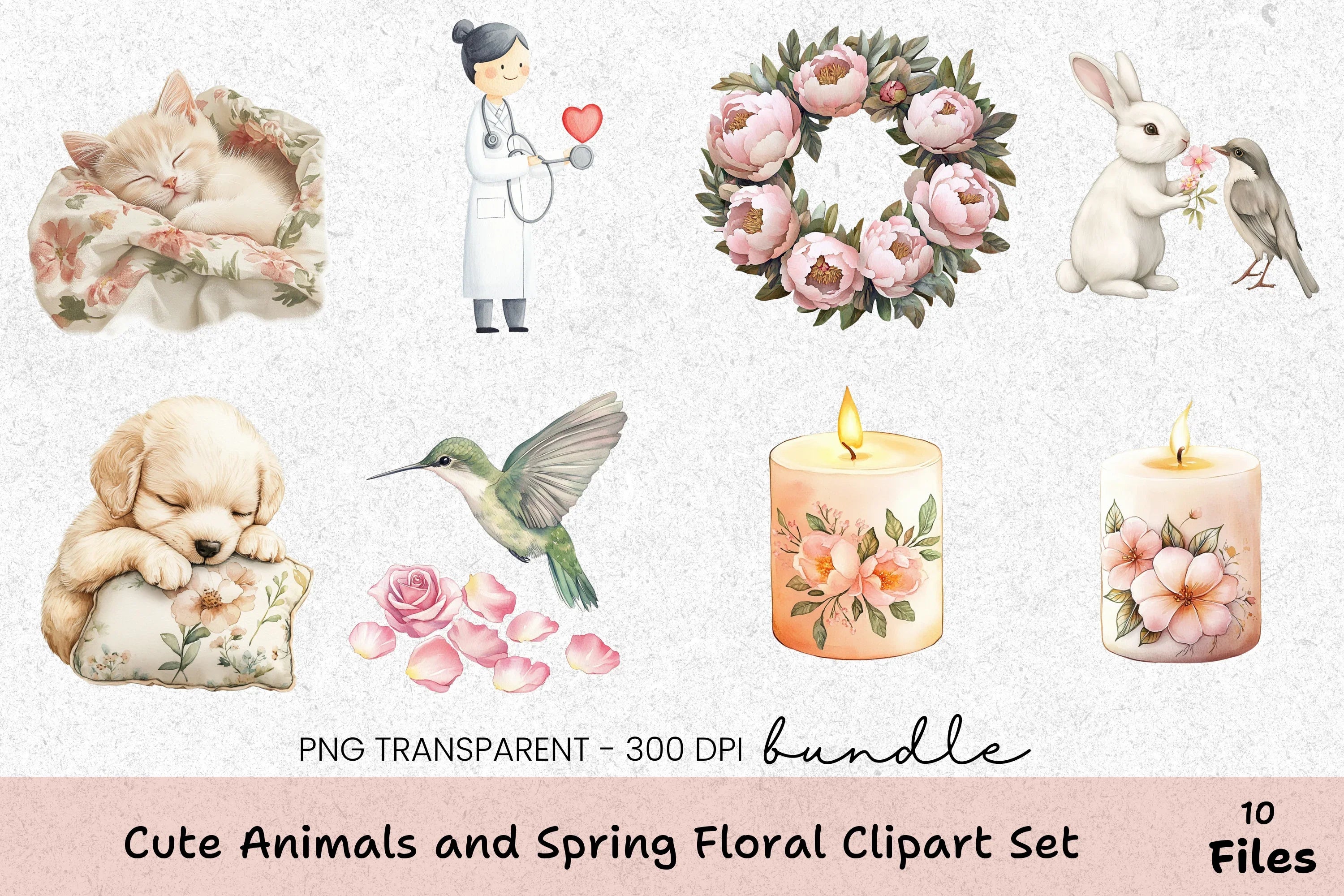 Cute Animals and Spring Floral Clipart Bundle - CraftNest - Digital Crafting and Art
