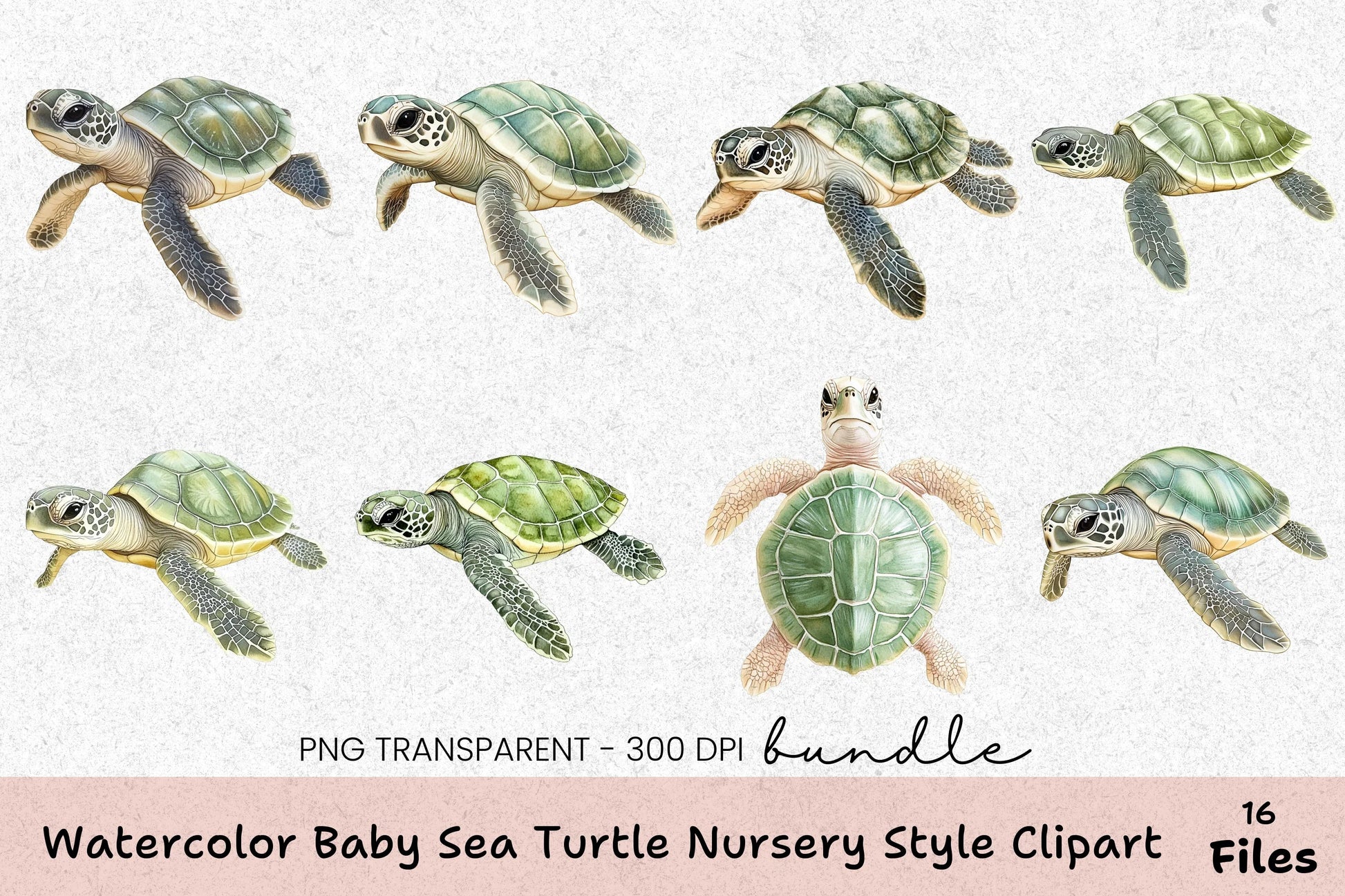 Baby Sea Turtle Nursery Clipart Bundle - CraftNest - Digital Crafting and Art