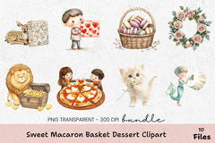 Sweet Macaron Basket Dessert Clipart Bundle - CraftNest - Digital Crafting and Art