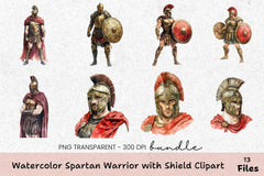 Spartan Warrior Clipart Bundle with Shield - CraftNest - Digital Crafting and Art