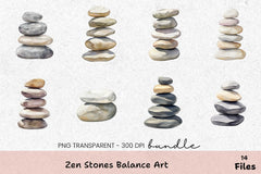 Zen Stones Balance Art Clipart Bundle - CraftNest - Digital Crafting and Art