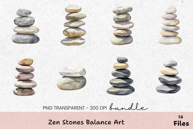 Zen Stones Balance Art Clipart Bundle - CraftNest - Digital Crafting and Art