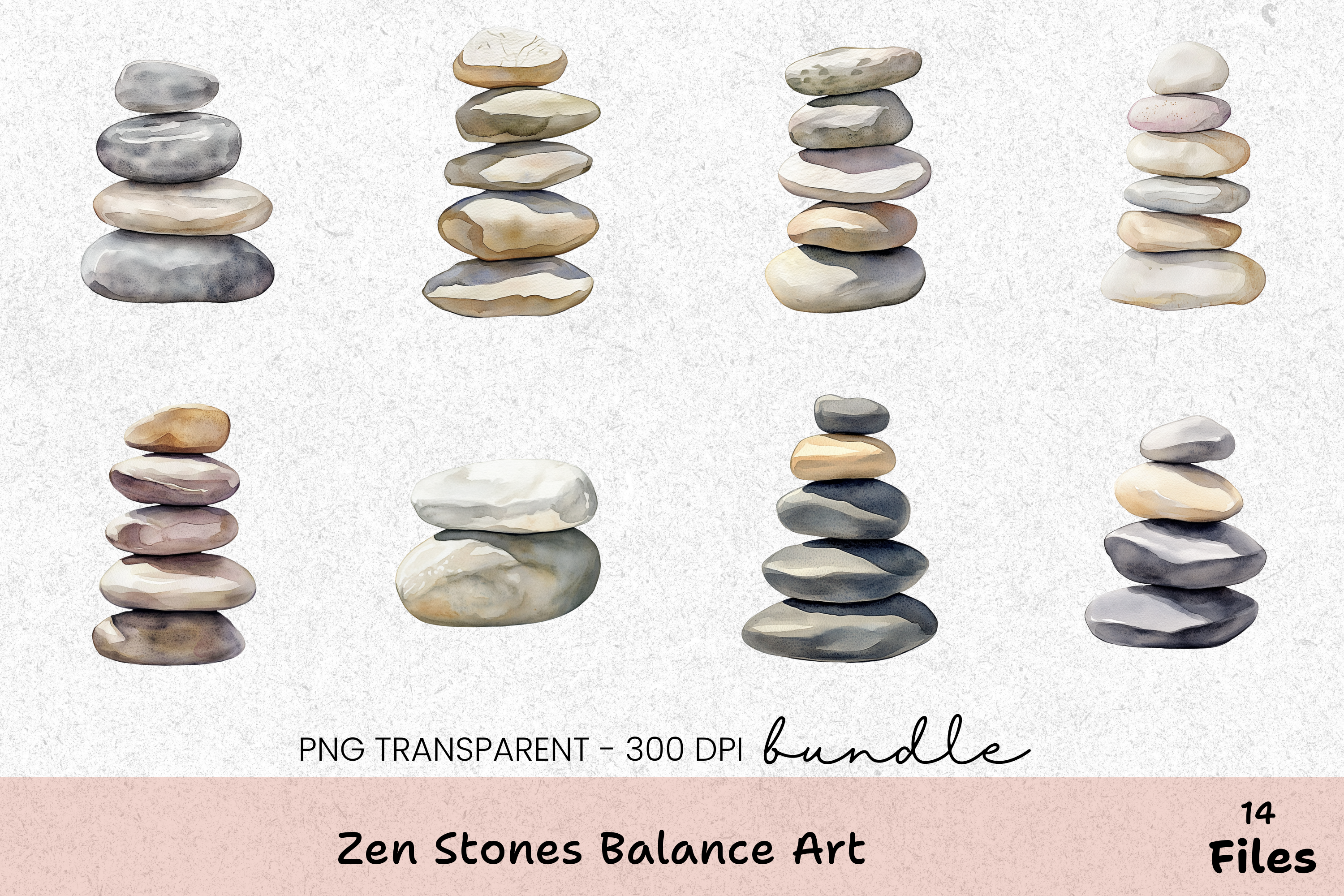 Zen Stones Balance Art Clipart Bundle