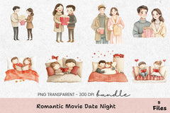 Romantic Movie Date Night Clipart Bundle - CraftNest - Digital Crafting and Art