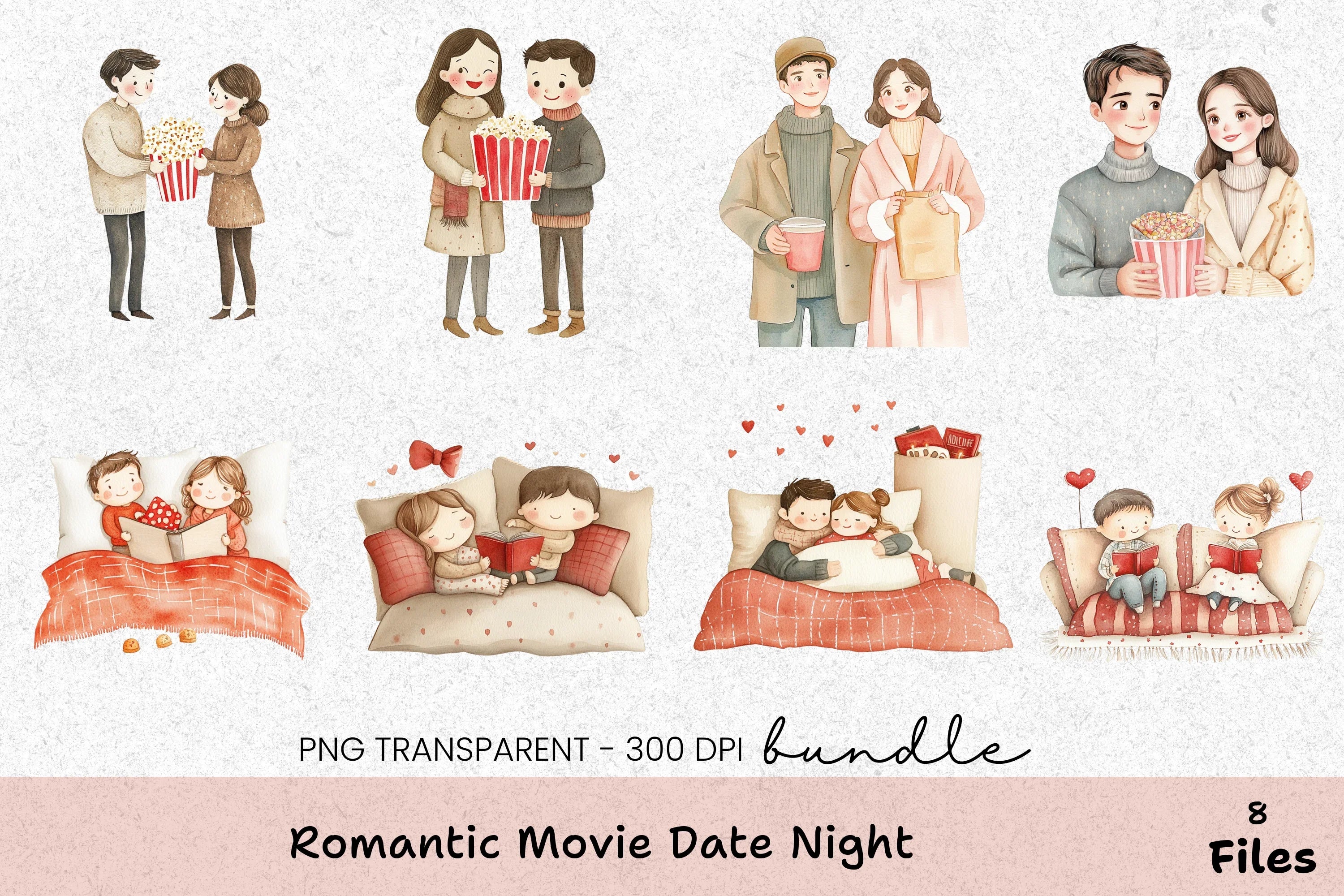 Romantic Movie Date Night Clipart Bundle - CraftNest - Digital Crafting and Art