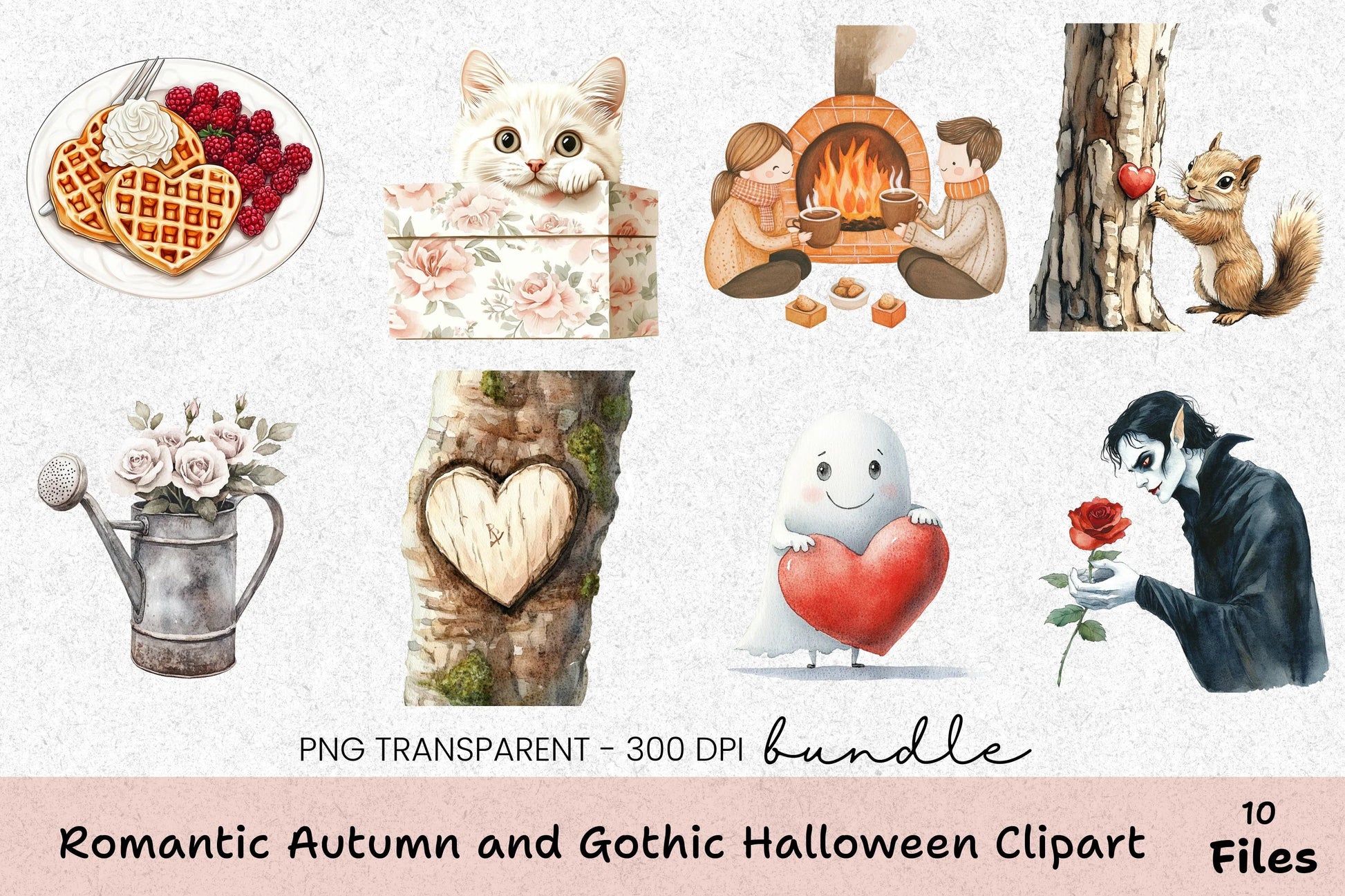 Romantic Autumn & Gothic Halloween Clipart Bundle - CraftNest - Digital Crafting and Art
