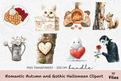 Romantic Autumn & Gothic Halloween Clipart Bundle - CraftNest - Digital Crafting and Art