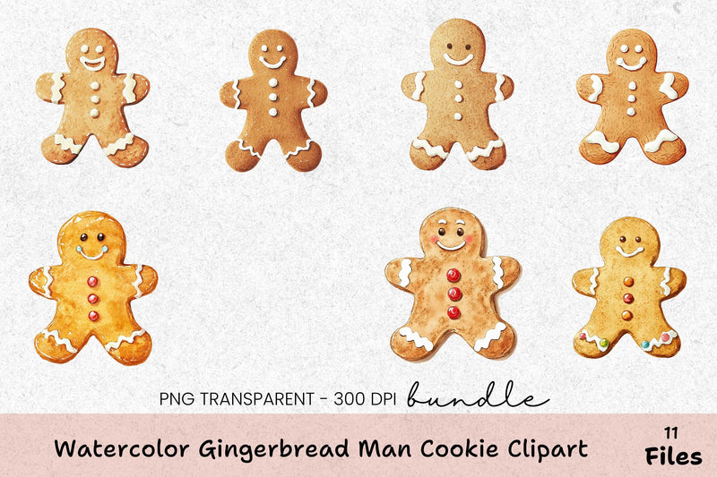 Gingerbread Man Cookie Clipart Bundle - CraftNest - Digital Crafting and Art