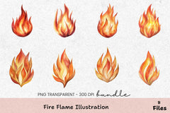 Fire Flame Illustration Clipart Bundle - CraftNest - Digital Crafting and Art