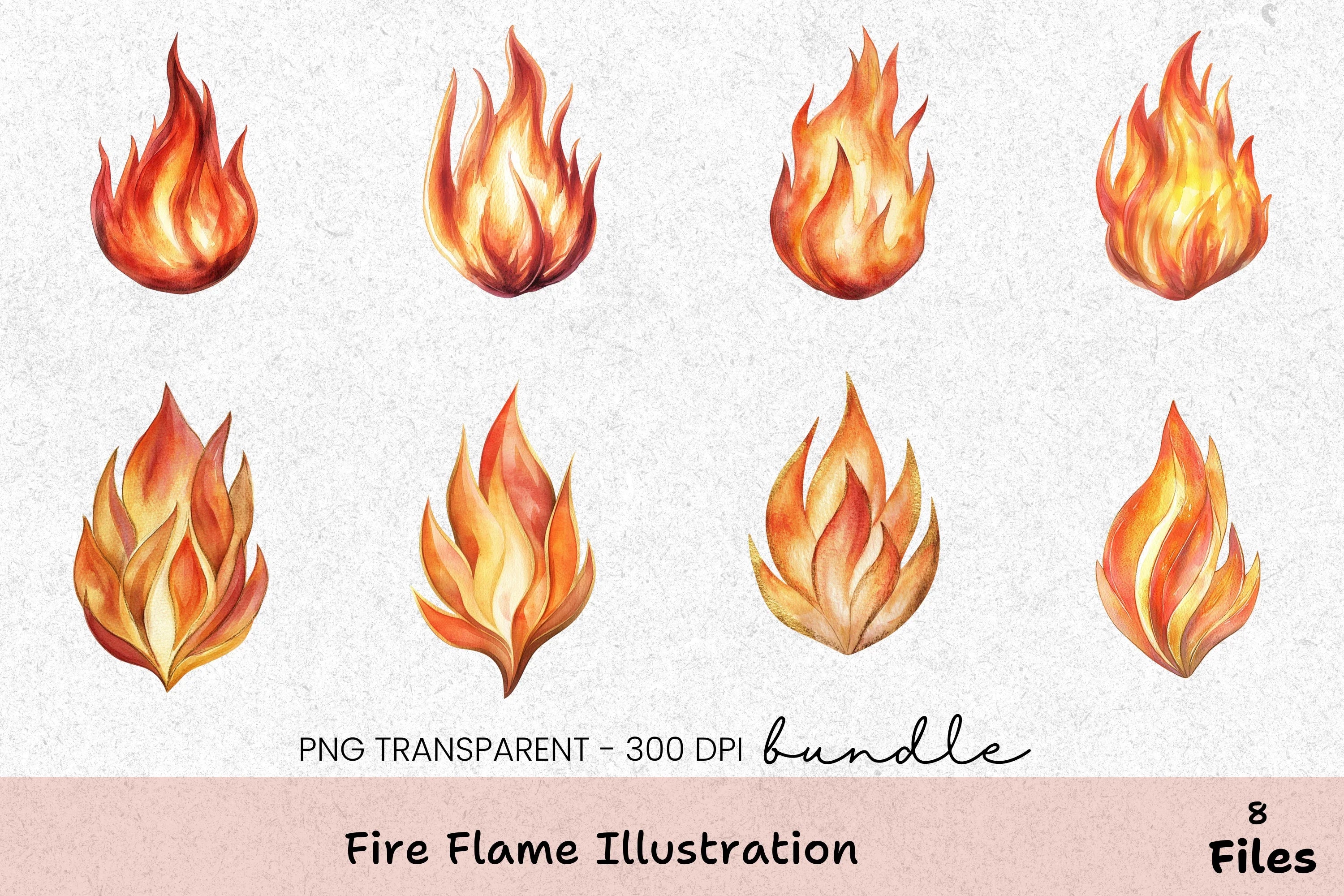 Fire Flame Illustration Clipart Bundle - CraftNest - Digital Crafting and Art