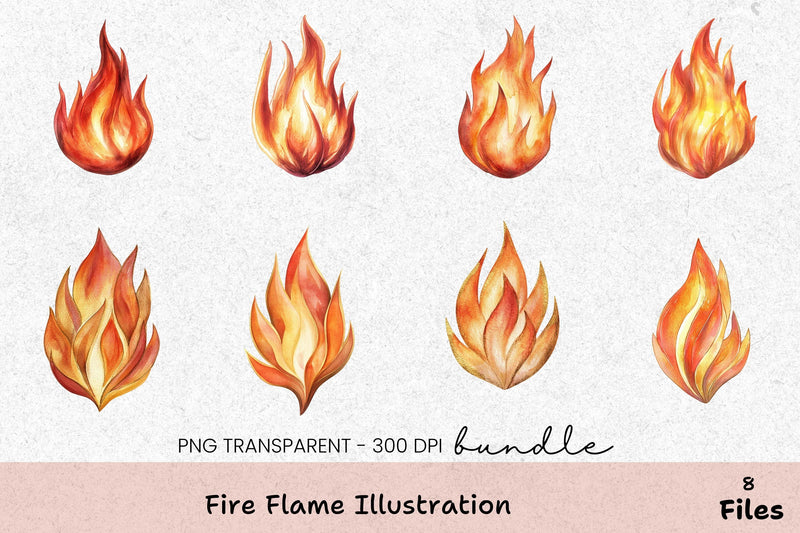 Fire Flame Illustration Clipart Bundle - CraftNest - Digital Crafting and Art