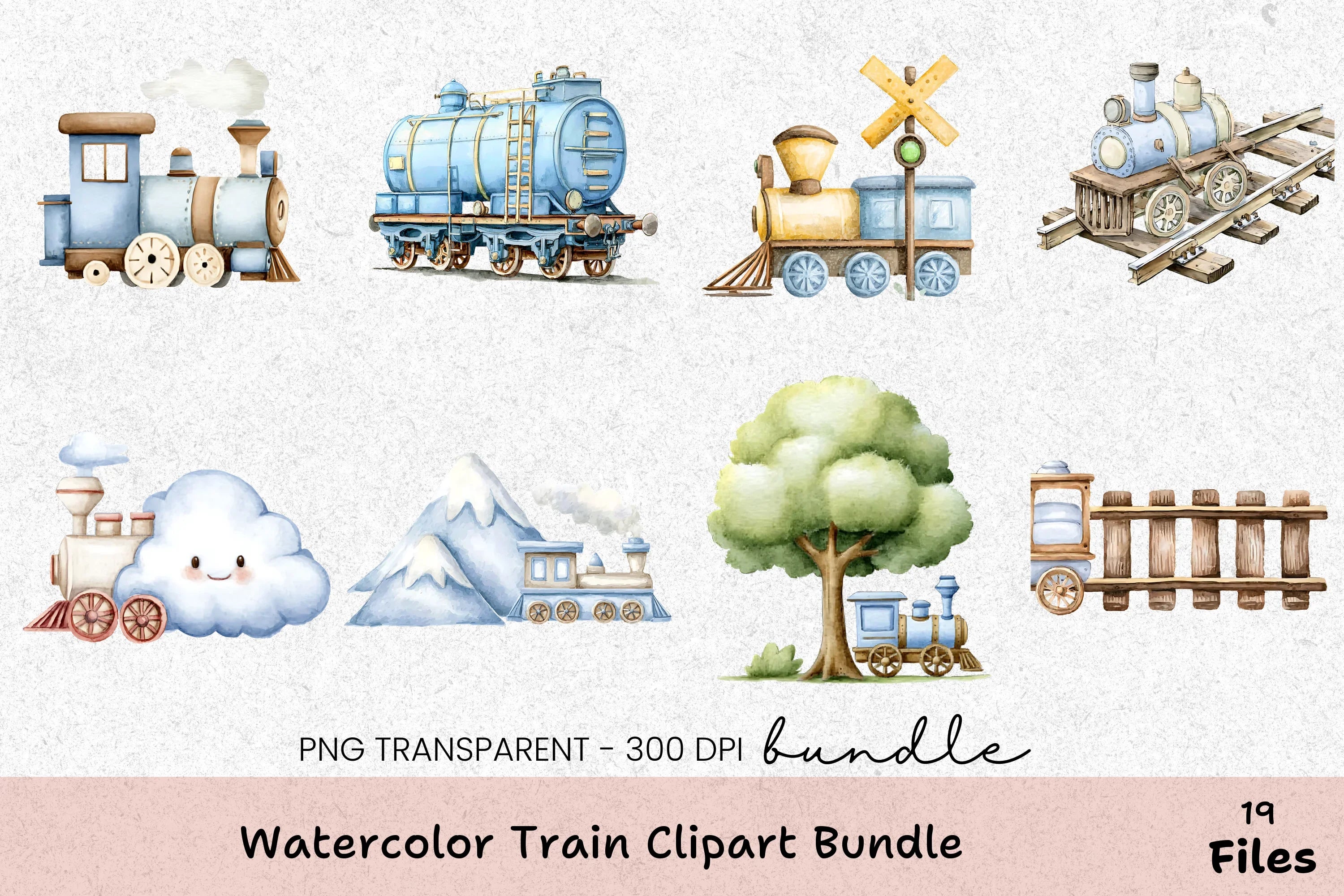 Train Clipart Bundle: Colorful Train Illustrations - CraftNest - Digital Crafting and Art