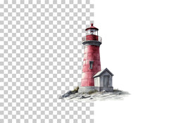 Red Coastal Lighthouse Clipart Bundle - CraftNest - Digital Crafting and Art