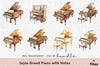 Sepia Grand Piano Clipart Bundle with Musical Notes
