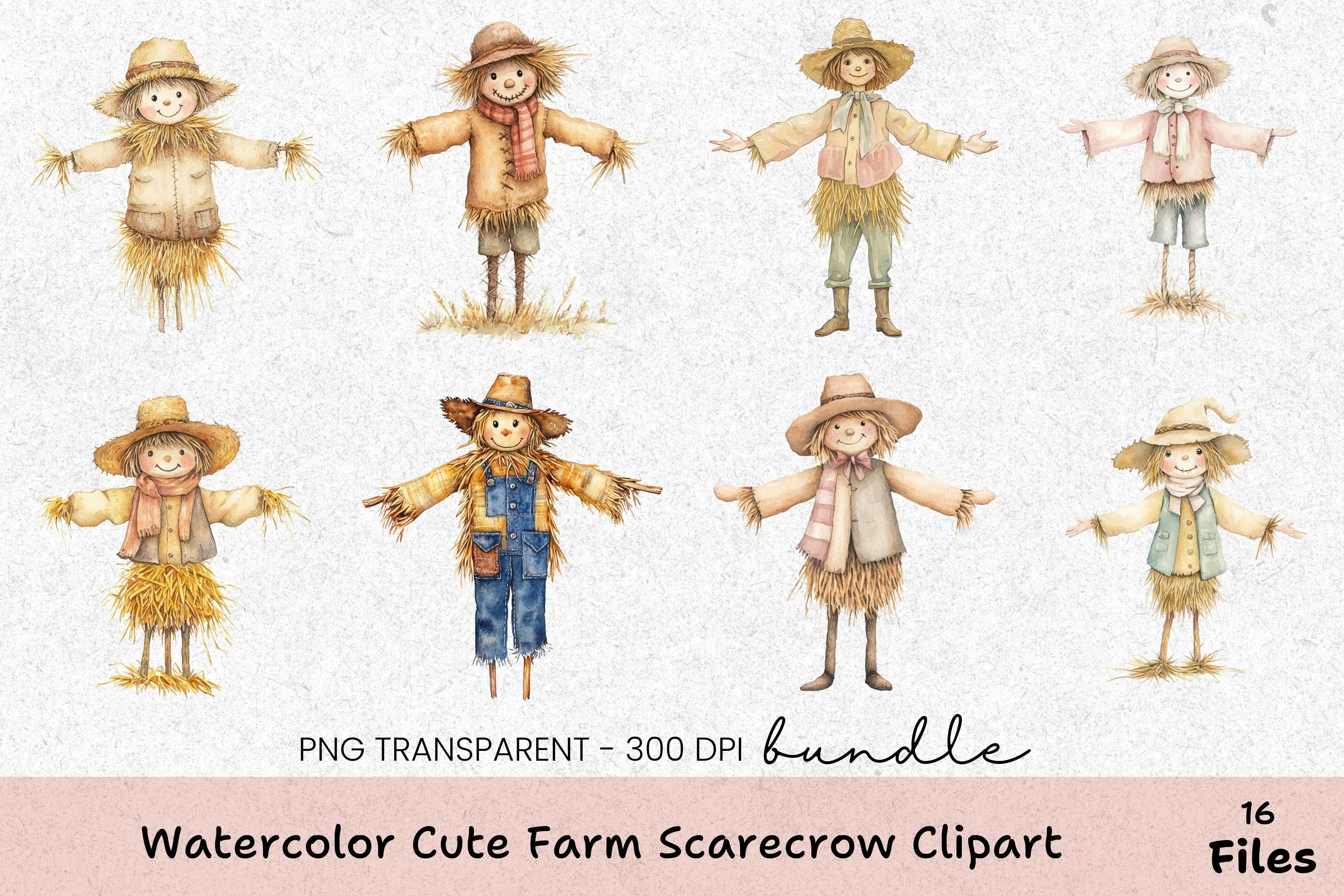 Cute Farm Scarecrow Clipart Bundle - CraftNest - Digital Crafting and Art