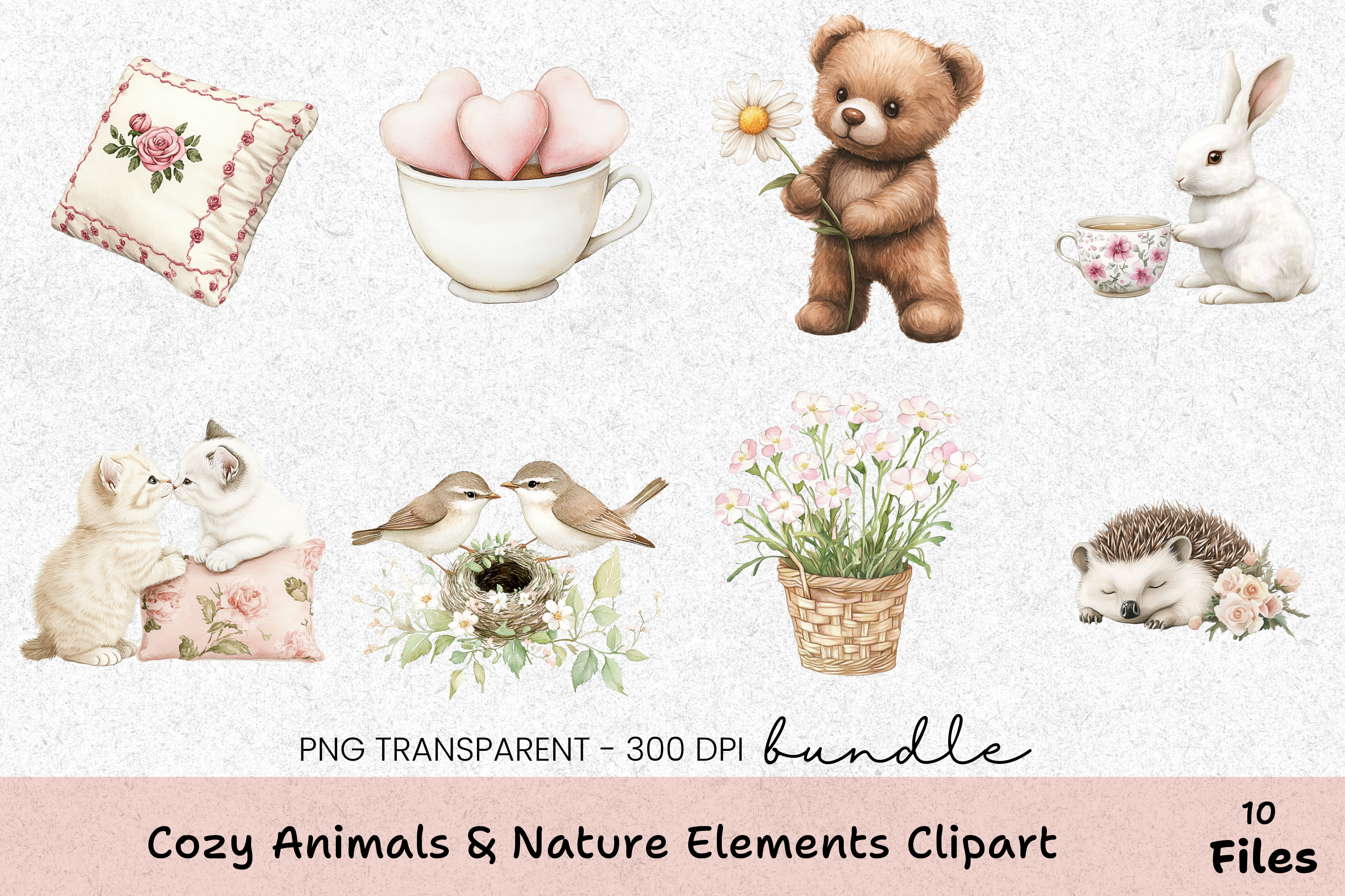 Cozy Animals & Nature Elements Clipart Bundle