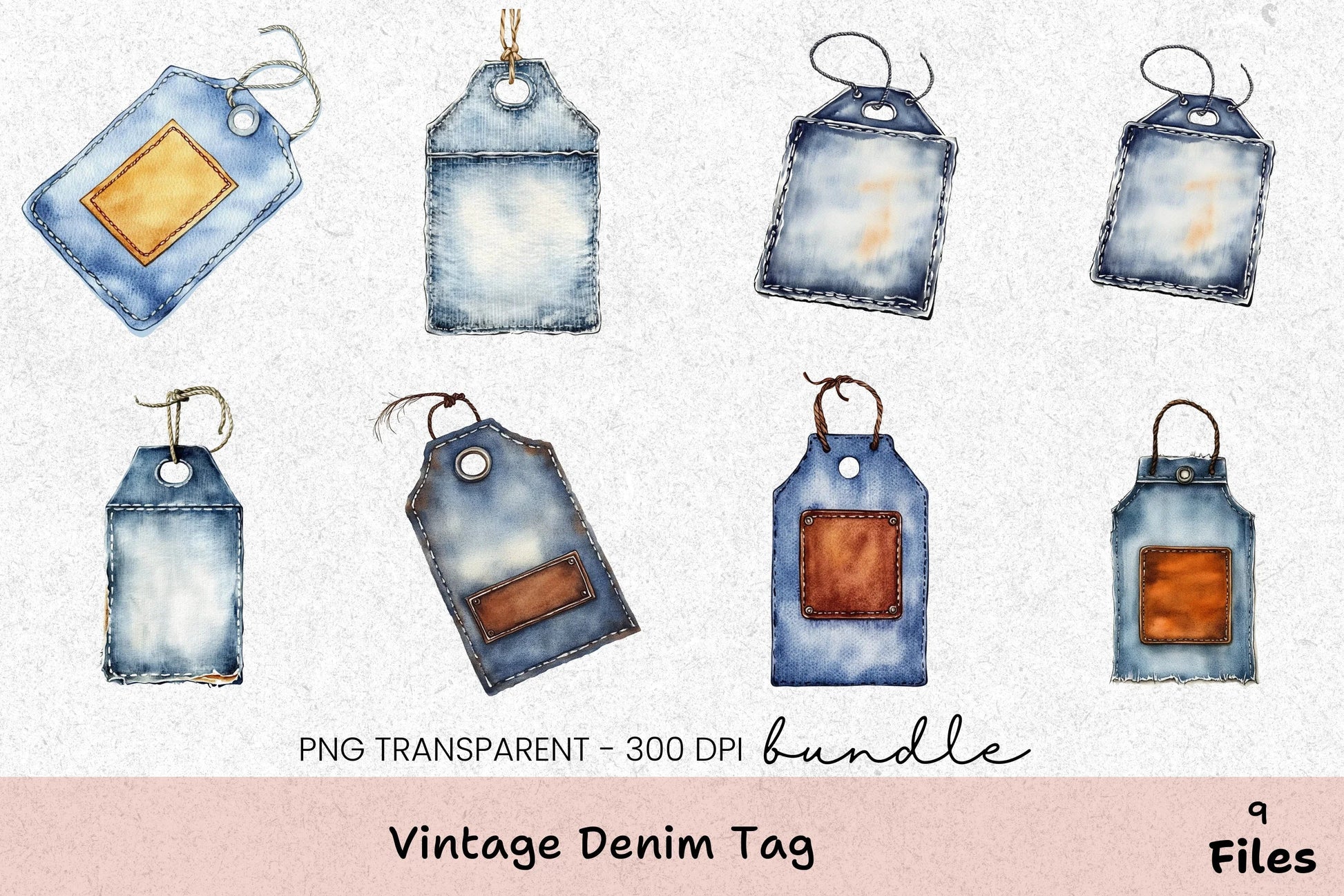 Vintage Denim Tag Clipart Bundle - CraftNest - Digital Crafting and Art