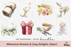 Whimsical Animals & Cozy Delights Clipart Bundle - CraftNest - Digital Crafting and Art