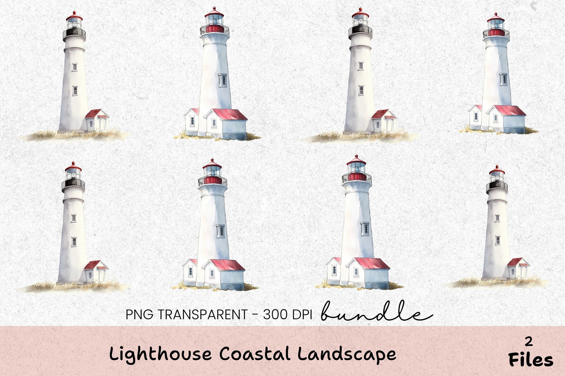 Lighthouse Coastal Landscape Clipart Bundle - CraftNest - Digital Crafting and Art