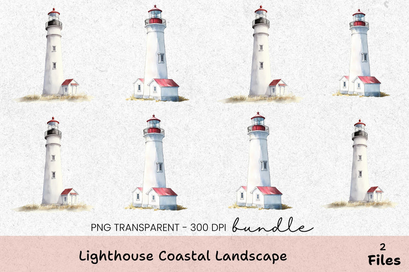 Lighthouse Coastal Landscape Clipart Bundle - CraftNest - Digital Crafting and Art