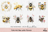 Folk Art Bee with Florals Clipart Bundle