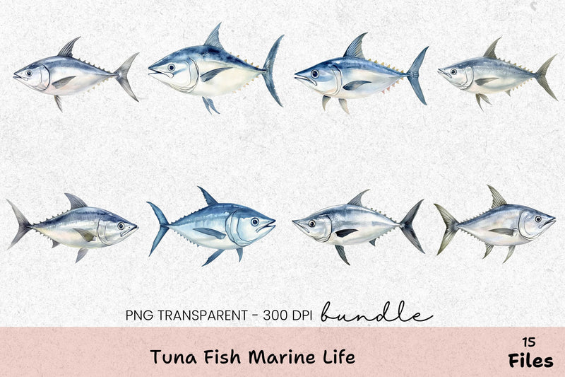 Tuna Fish Marine Life Clipart Bundle - CraftNest - Digital Crafting and Art
