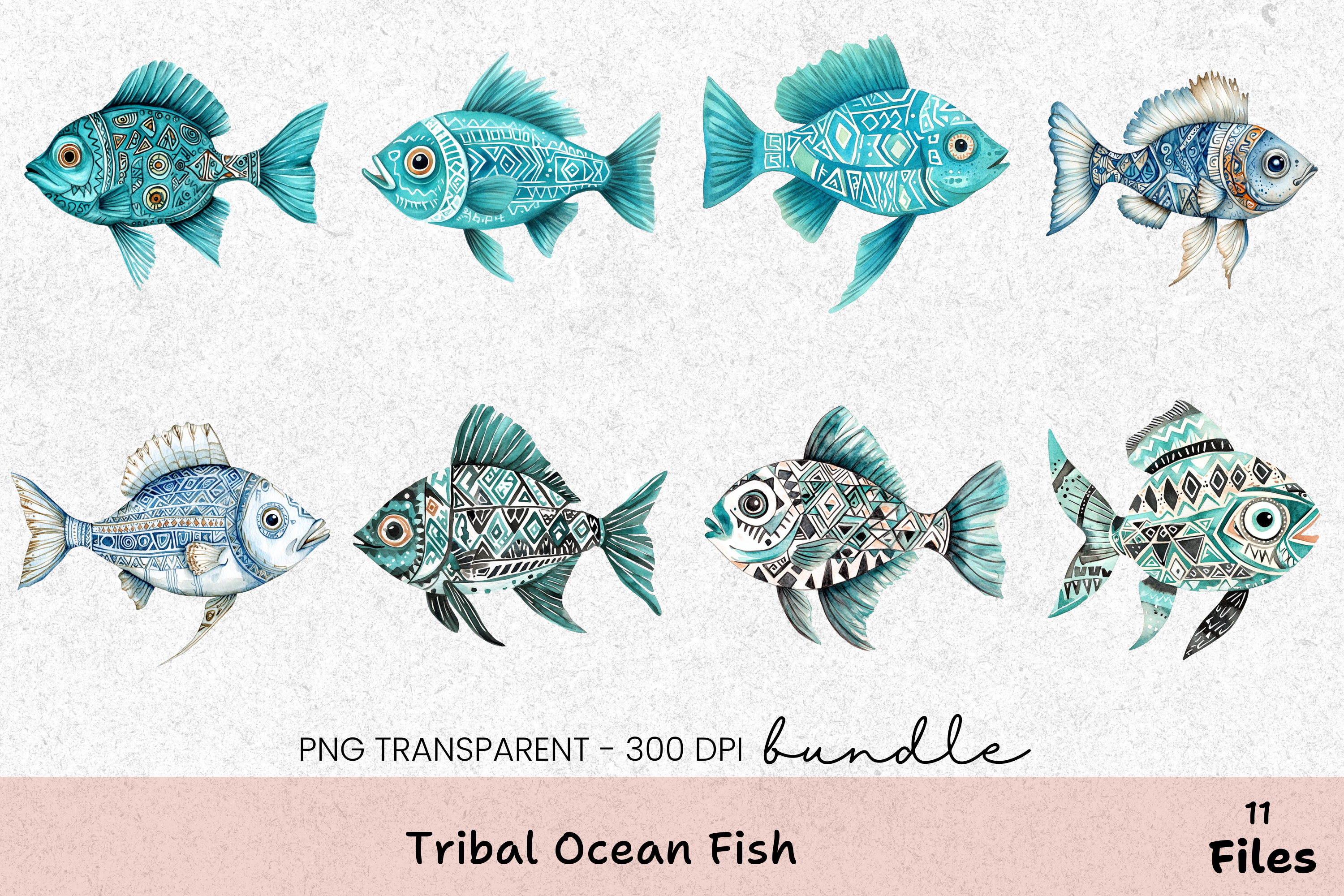 Tribal Ocean Fish Clipart Bundle