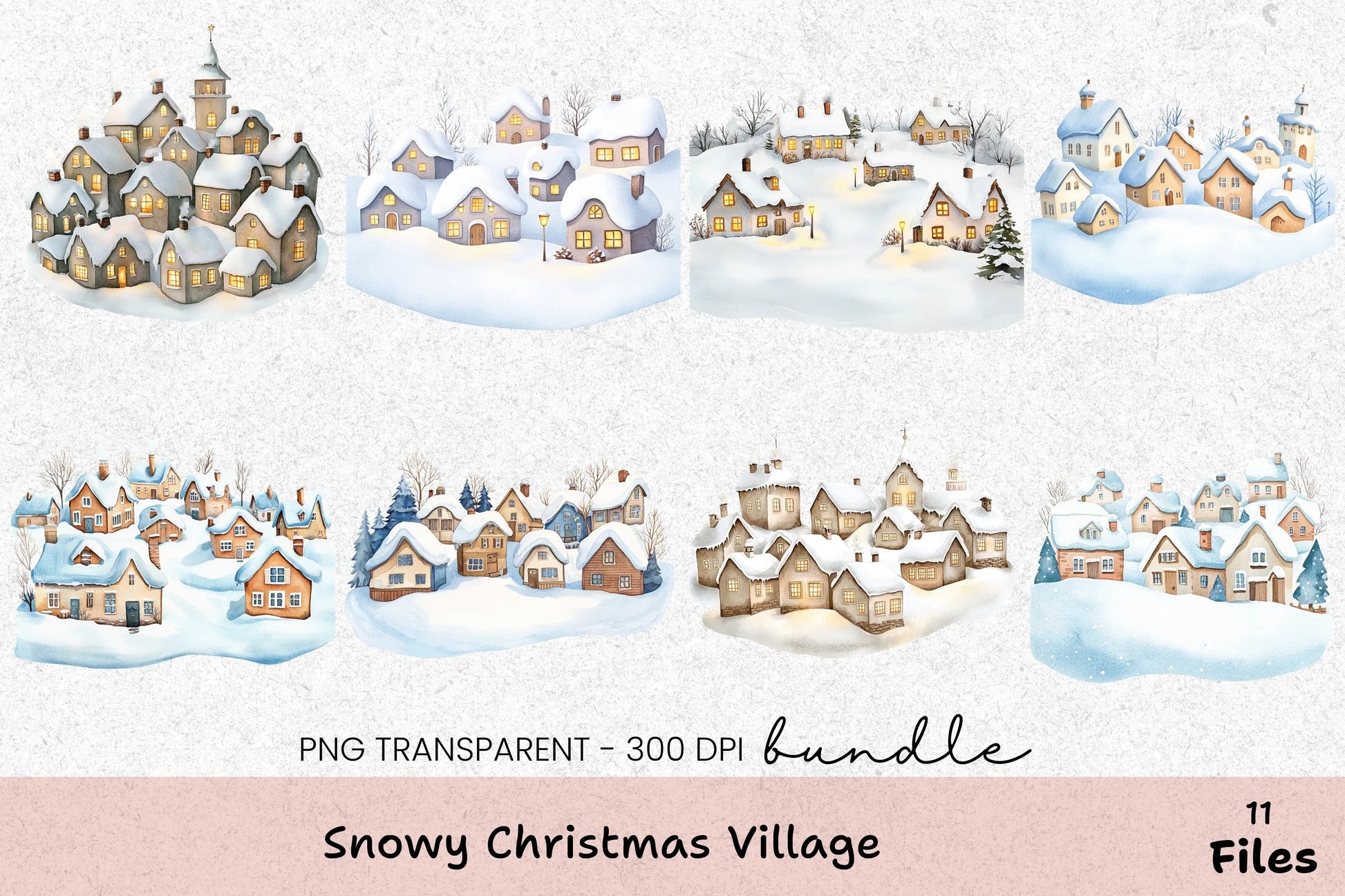 Snowy Christmas Village Clipart Bundle - CraftNest - Digital Crafting and Art