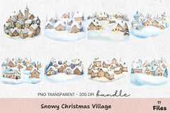 Snowy Christmas Village Clipart Bundle - CraftNest - Digital Crafting and Art