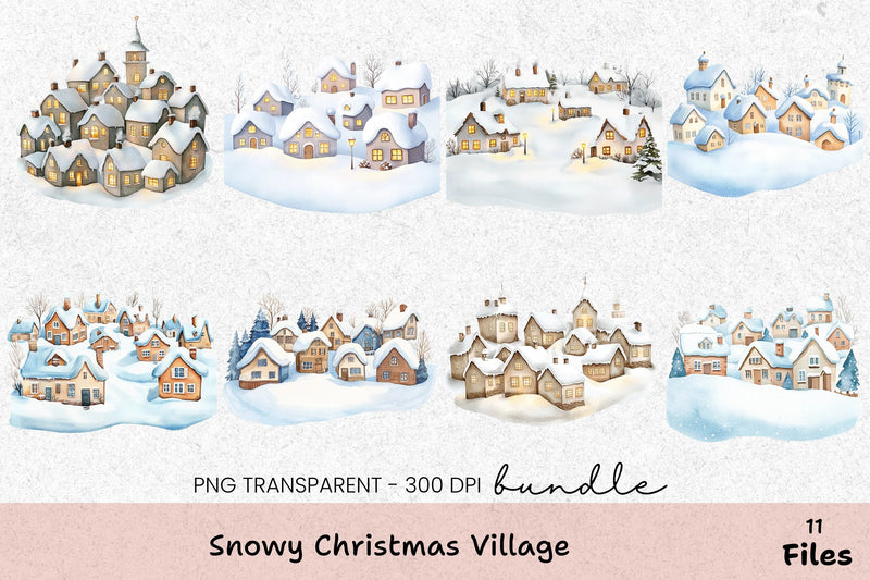 Snowy Christmas Village Clipart Bundle - CraftNest - Digital Crafting and Art