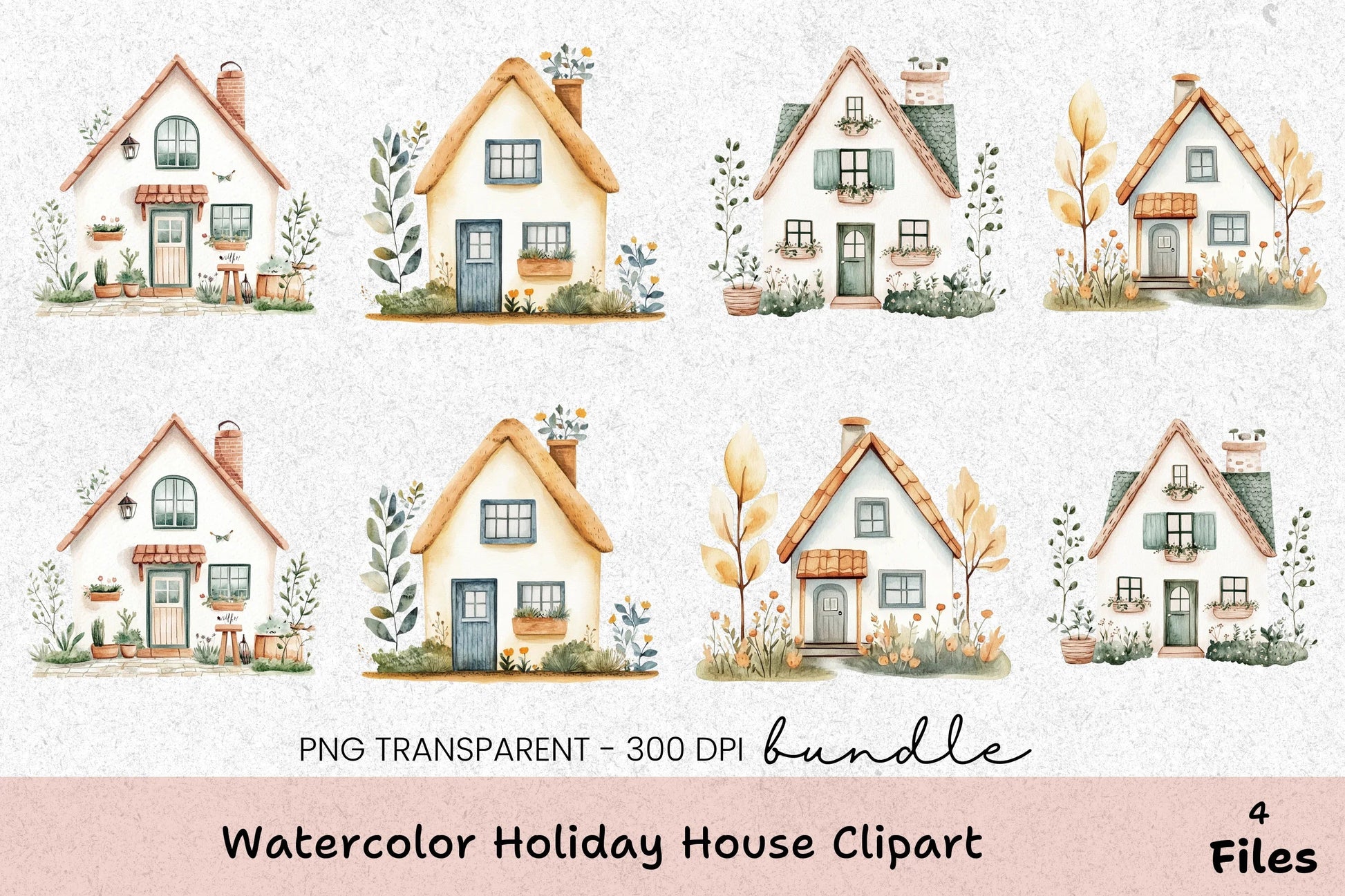 Holiday House Clipart Bundle - CraftNest - Digital Crafting and Art