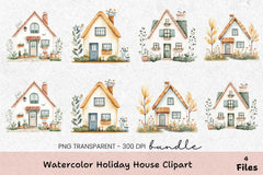 Holiday House Clipart Bundle - CraftNest - Digital Crafting and Art