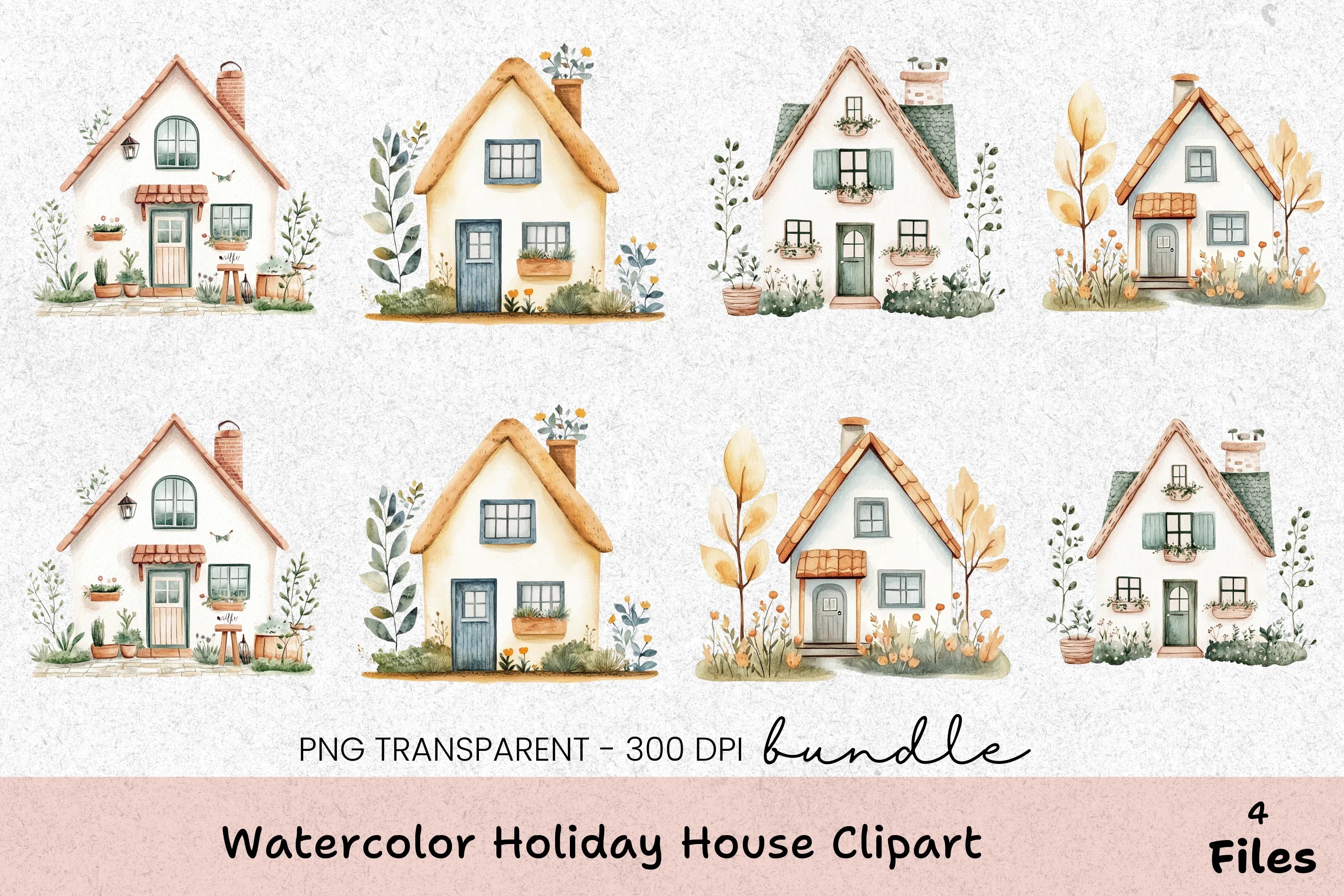 Holiday House Clipart Bundle - CraftNest - Digital Crafting and Art