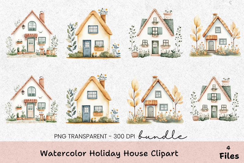 Holiday House Clipart Bundle - CraftNest - Digital Crafting and Art
