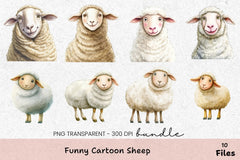 Funny Cartoon Sheep Clipart Bundle - CraftNest - Digital Crafting and Art