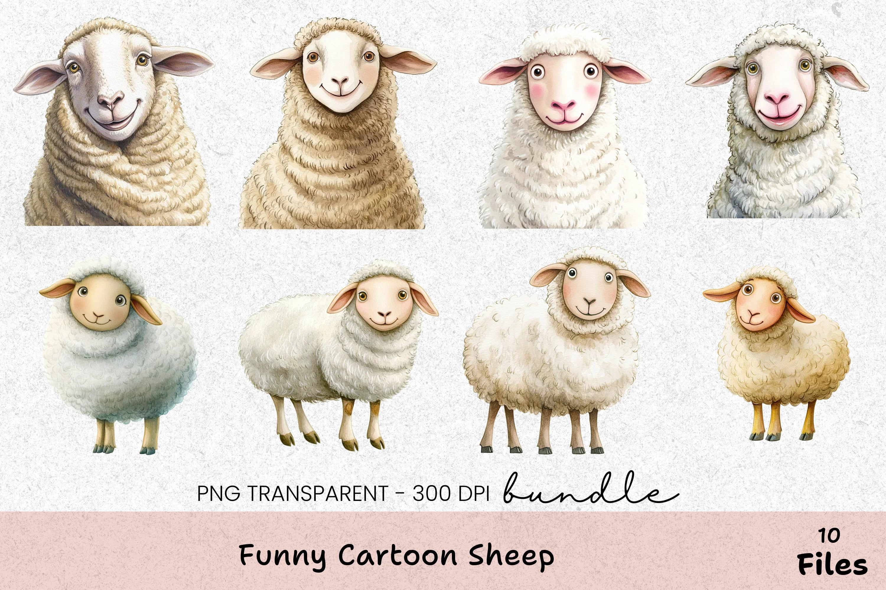 Funny Cartoon Sheep Clipart Bundle - CraftNest - Digital Crafting and Art